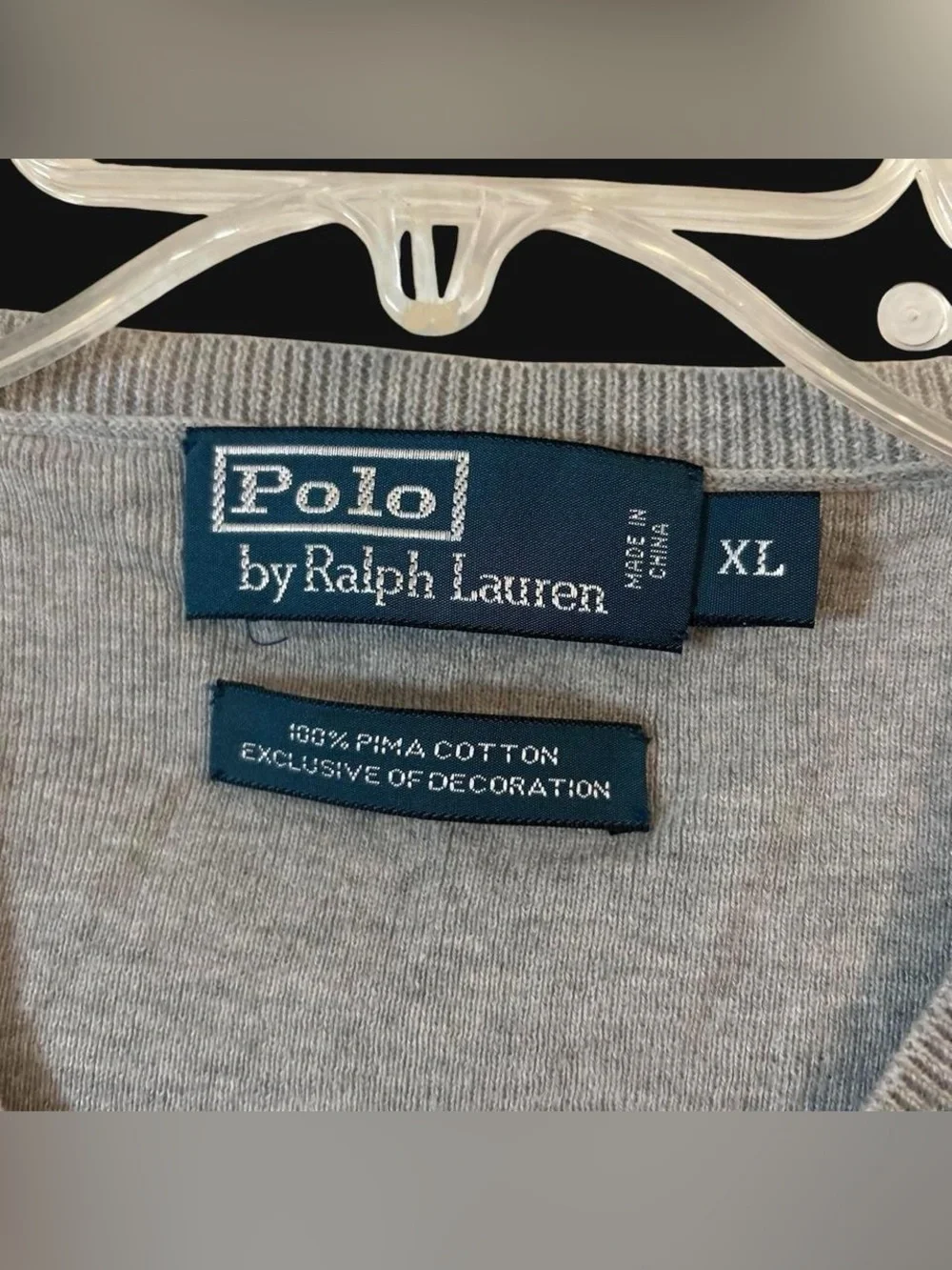 Ralph Lauren Men’s Heathered Gray V-Neck Sweater Vest 100% Pima Cotton